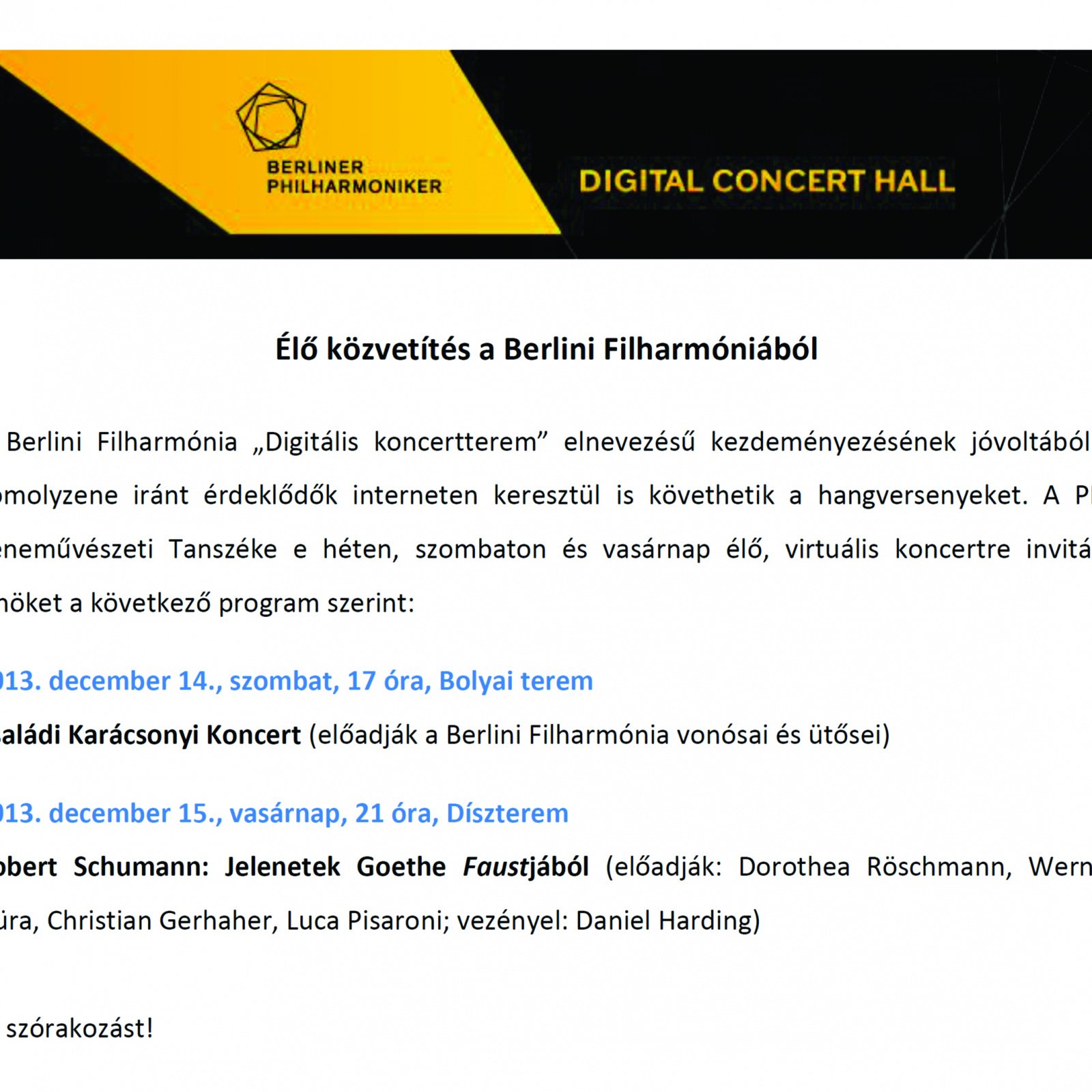 Berlini filharmonikusok koncertjei