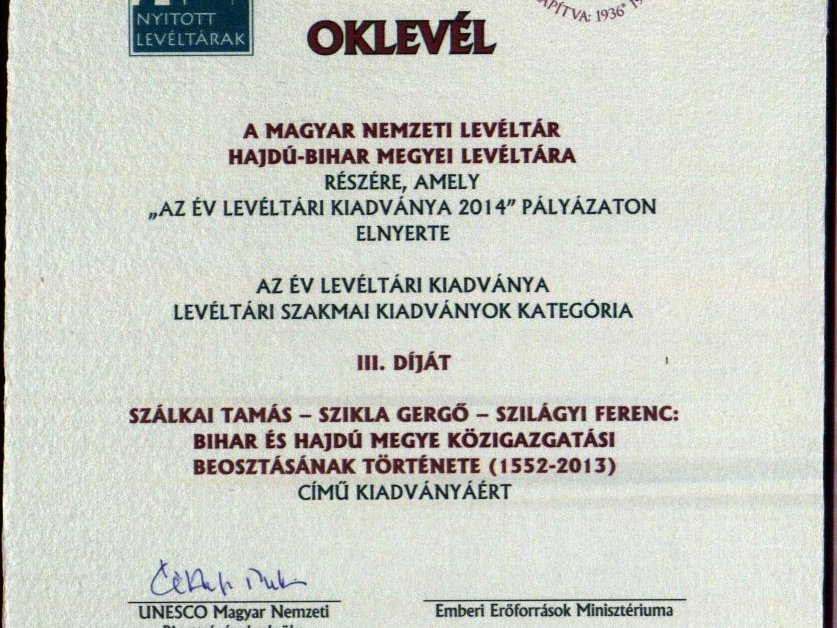 Díjazták a Bihar-térképsorozatot