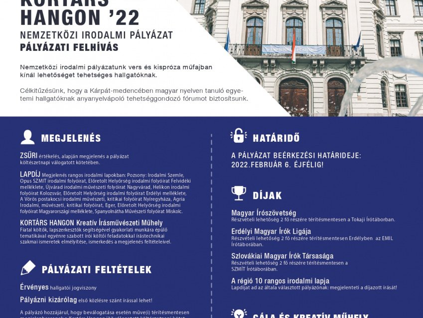 KORTÁRS HANGON 22 NEMZETKÖZI IRODALMI PÁLYÁZAT